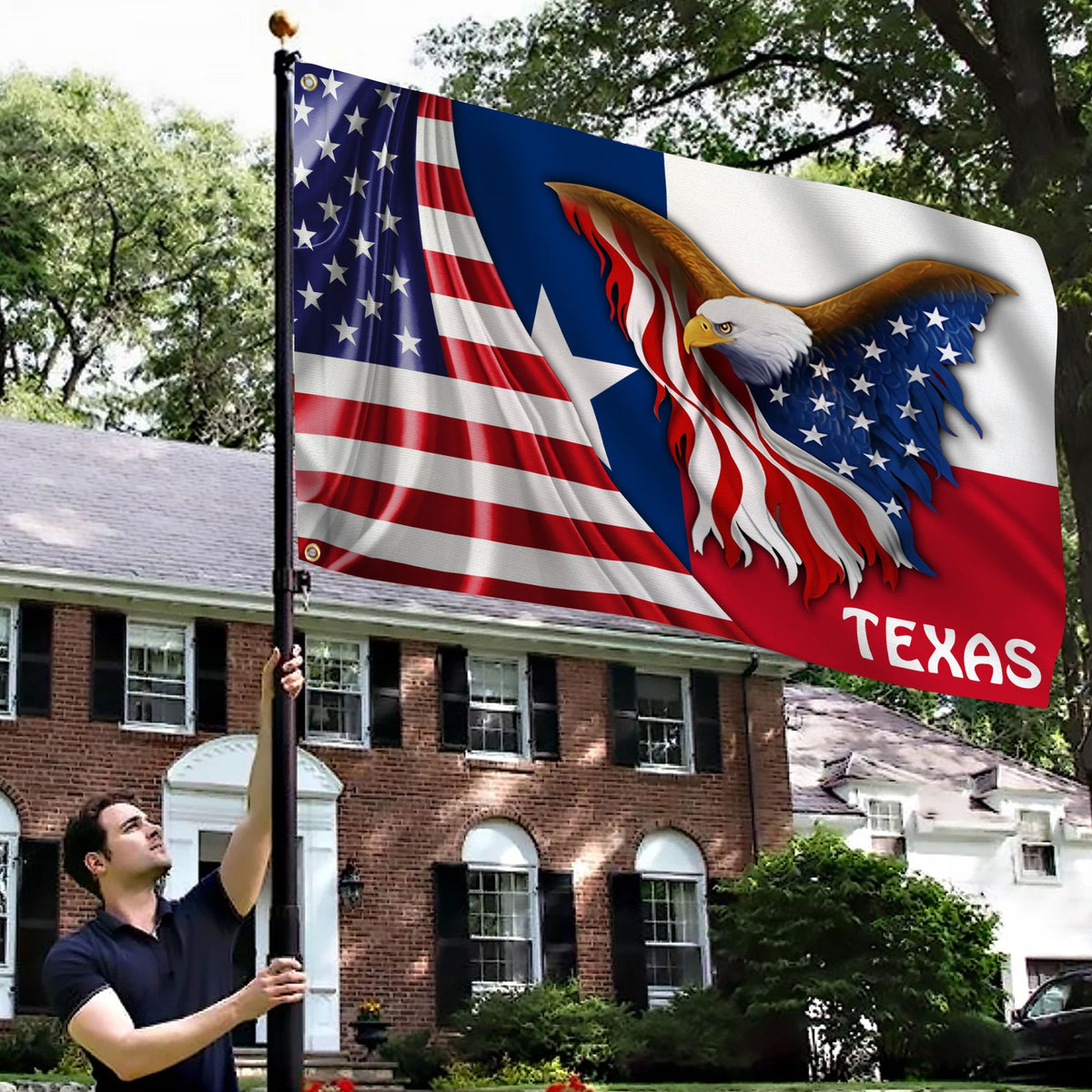 Premium Texas Eagle America Patriotic US Grommet Flag