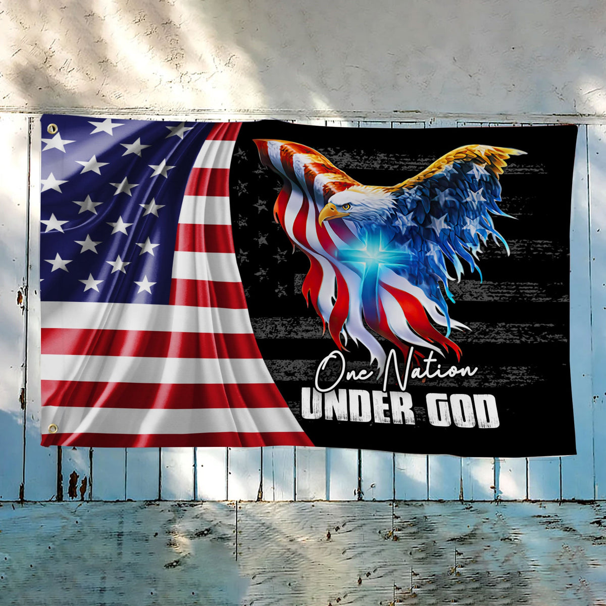 Premium Cool One Nation Under God Ver 2 America Patriotic US Grommet Flag