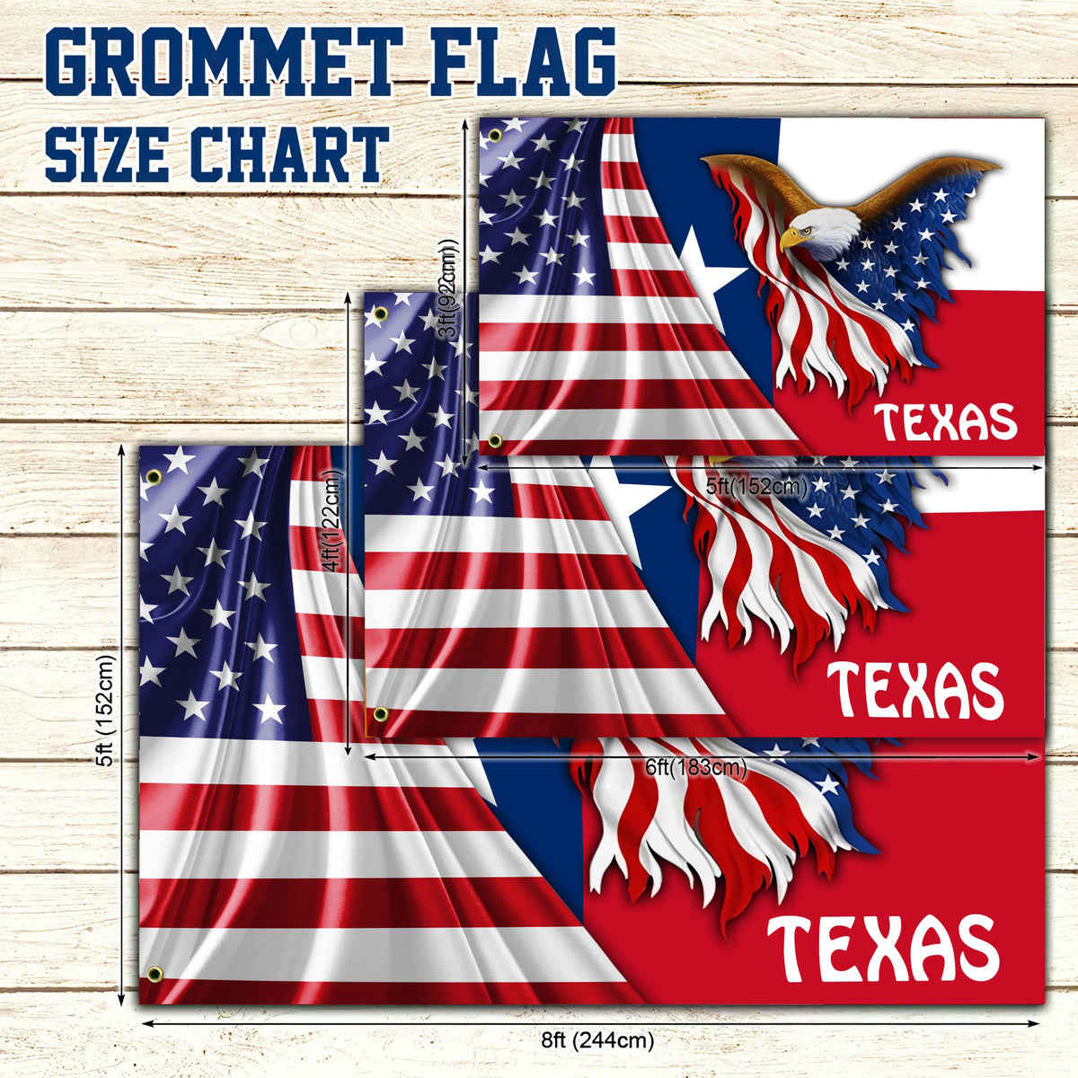 Premium Texas Eagle America Patriotic US Grommet Flag