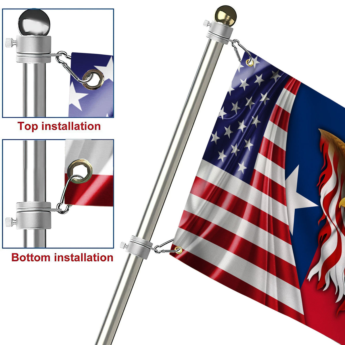 Premium Texas Eagle America Patriotic US Grommet Flag