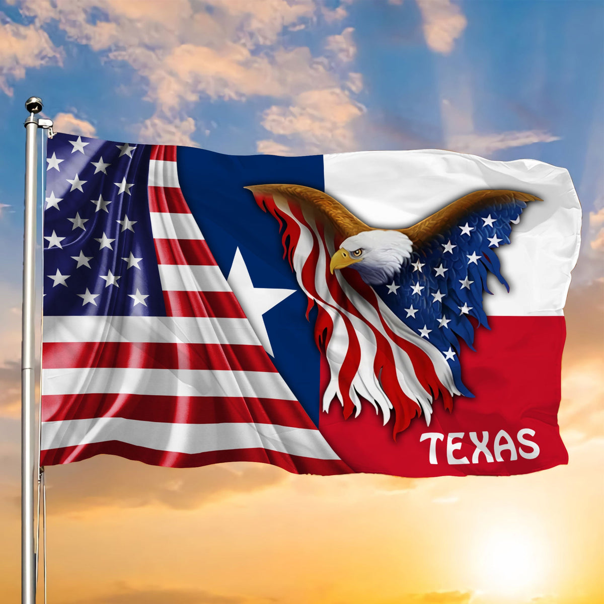 Premium Texas Eagle America Patriotic US Grommet Flag