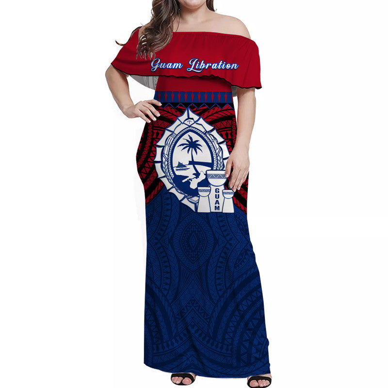 personalised-guam-liberation-day-off-shoulder-long-dress-chamorro-79th-anniversary-blue