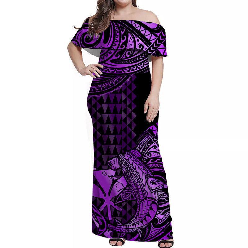hawaii-hammerhead-shark-off-shoulder-long-dress-polynesian-kakau-with-kanaka-purple