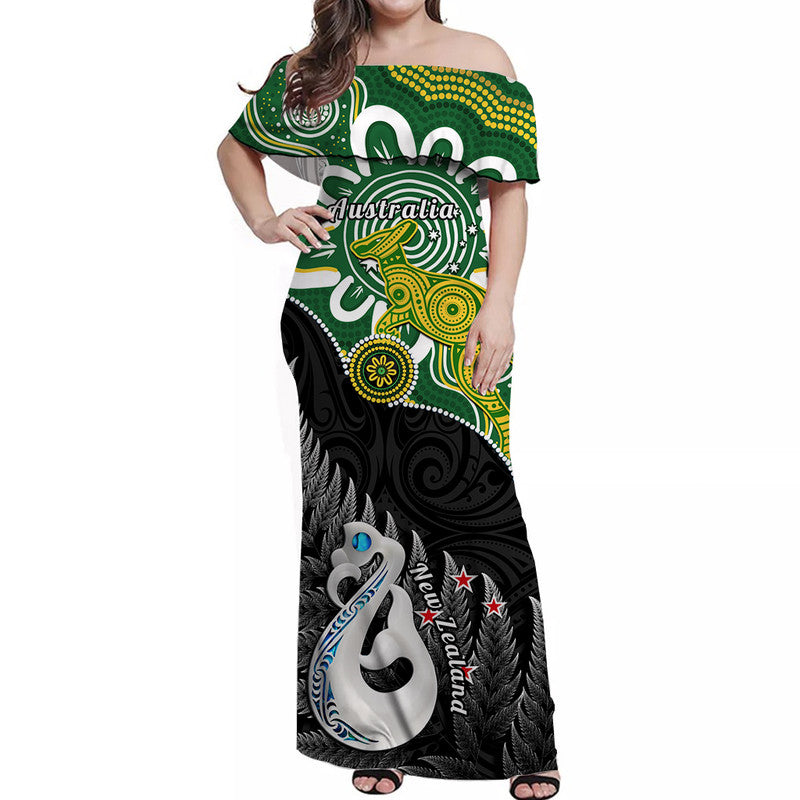 personalised-new-zealand-and-australia-off-shoulder-long-dress-aboriginal-mix-aotearoa-maori-unique
