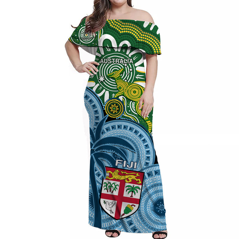 personalised-australia-and-fiji-off-shoulder-long-dress-aboriginal-mix-fijian-tapa-unique
