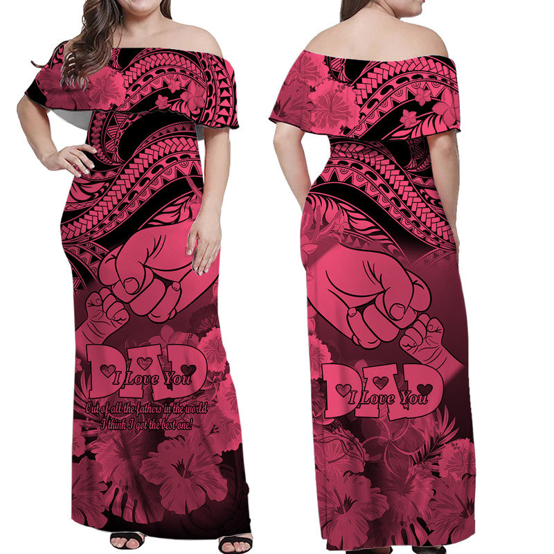 polyneisian-pride-happy-father-day-off-shoulder-long-dress-i-love-you-dad-polynesian-tribal-pink