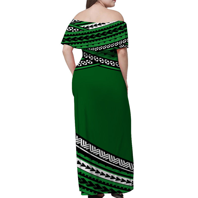 polynesian-off-shoulders-long-dress-simple-green