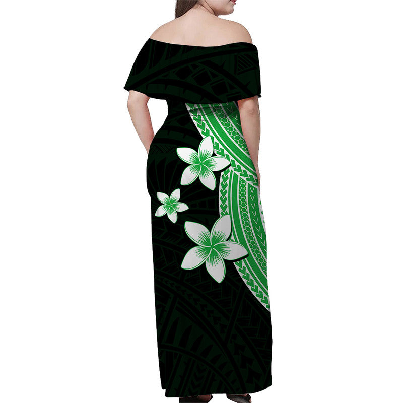 Polynesian Combo Dress And Shirt With Plumeria Flower Green LT6 - Wonder Print Shop