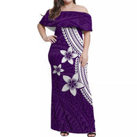 Polynesian Combo Dress And Shirt With Plumeria Flower Purple LT6 - Wonder Print Shop