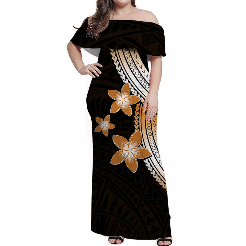Polynesian Combo Dress And Shirt With Plumeria Flower Gold LT6 - Wonder Print Shop