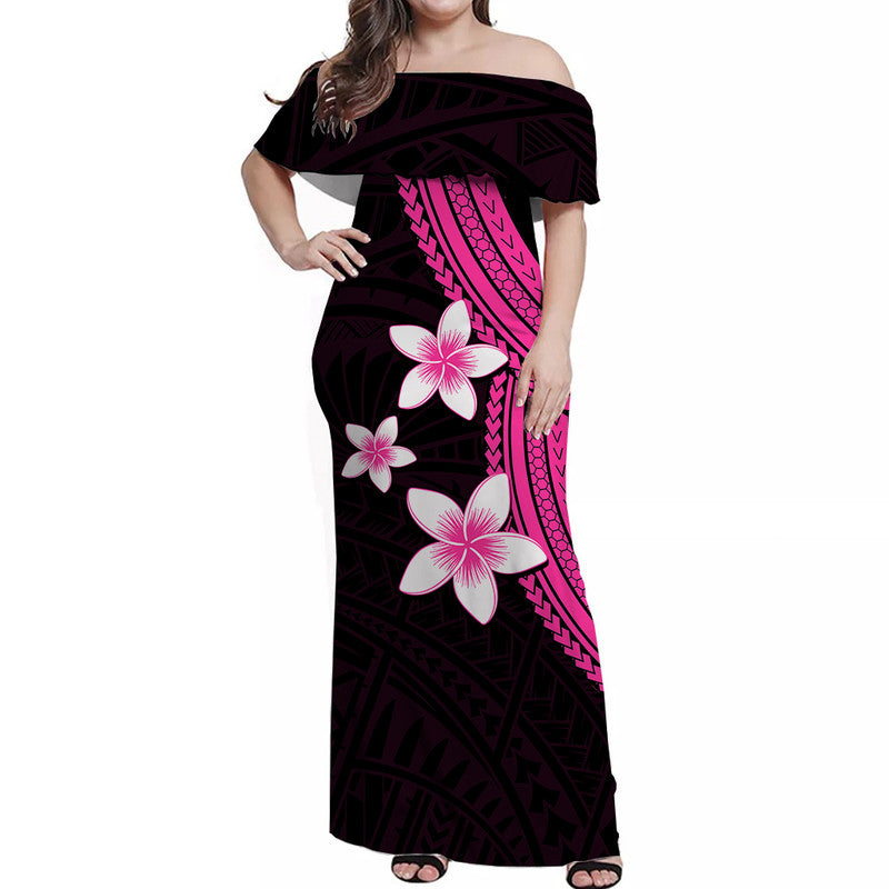 polynesian-off-shoulder-long-dress-with-plumeria-flower-pink