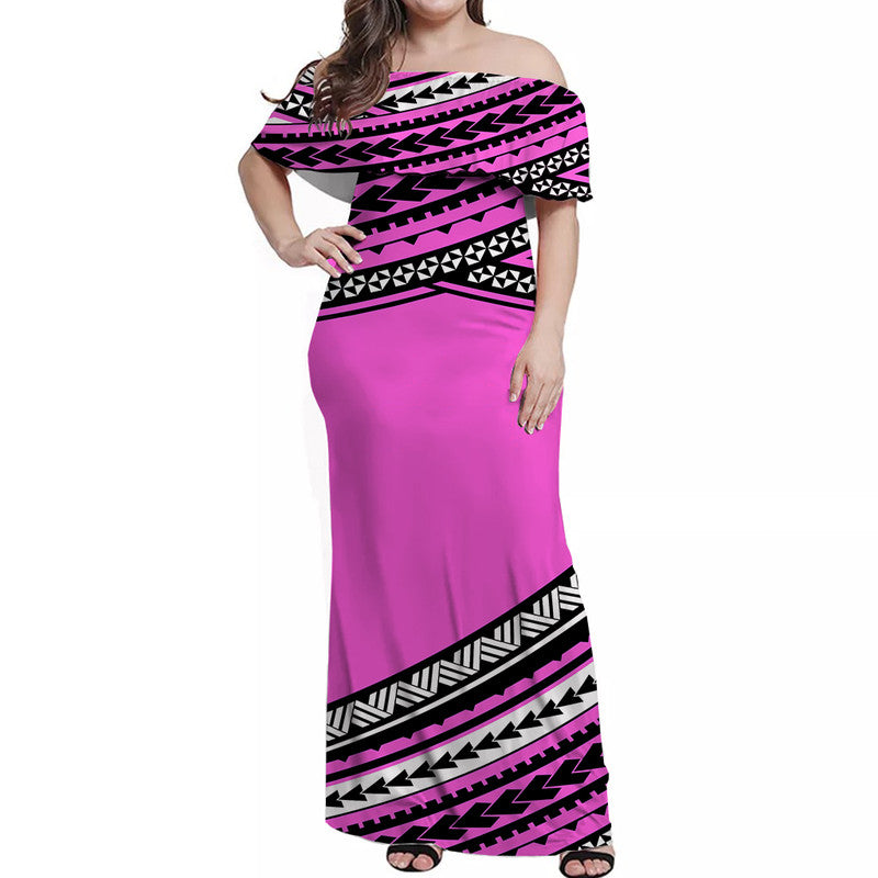 polynesian-off-shoulders-long-dress-simple-pink