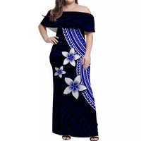 Polynesian Combo Dress And Shirt With Plumeria Flower Blue LT6 - Wonder Print Shop