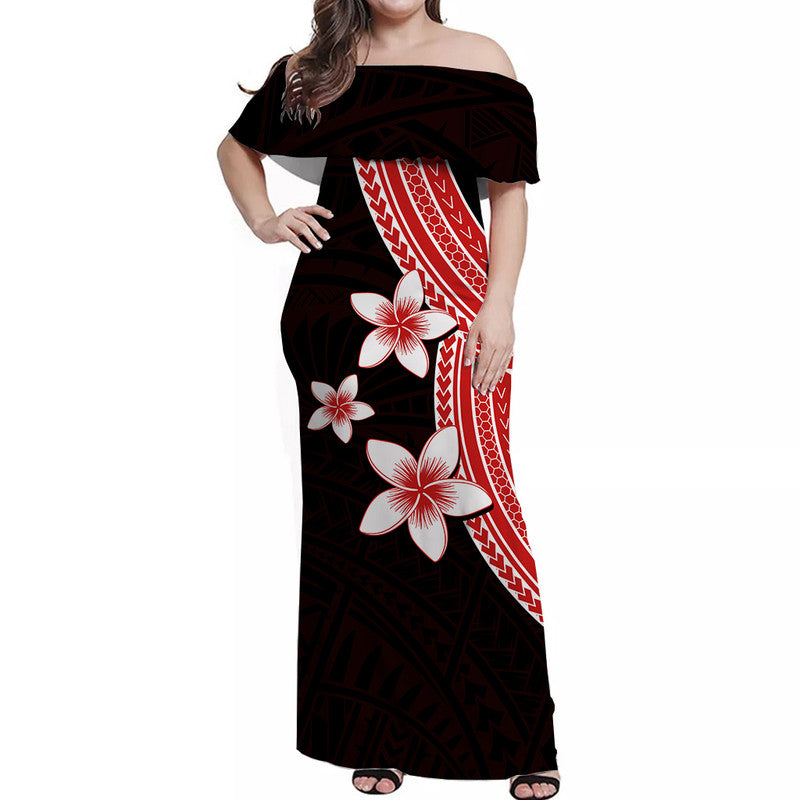 Polynesian Combo Dress And Shirt With Plumeria Flower Red LT6 - Wonder Print Shop