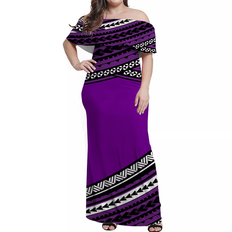 Polynesian Matching Outfits For Couples Combo Dress And Shirt Simple Purple No.2 LT6 - Wonder Print Shop