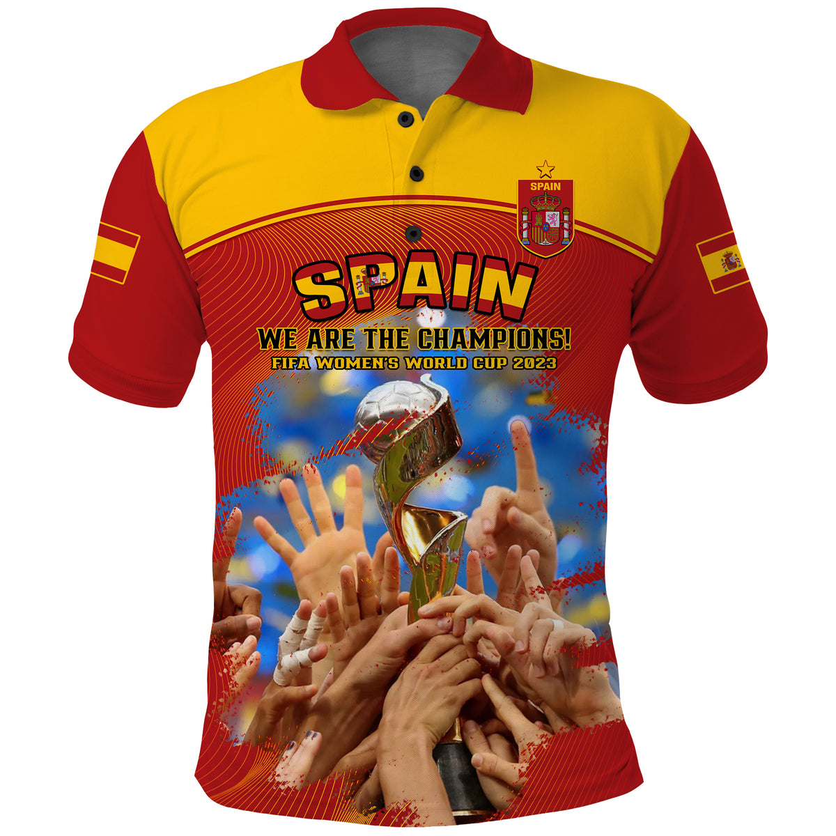 Spain Football Polo Shirt La Roja 2023 World Cup Champions Proud - Wonder Print Shop