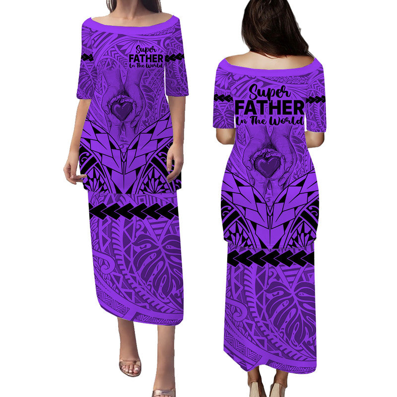 polynesian-fathers-day-gift-for-dad-puletasi-dress-super-father-in-the-world-purple-polynesian-pattern