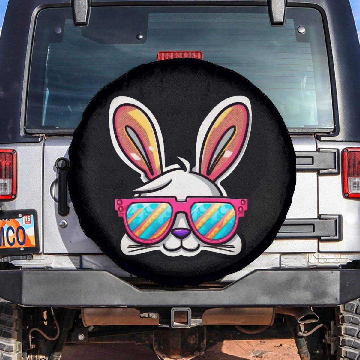Tire Covers - Fancy Bunny Black Spare Tire Cover RLT7 - Wonder Print Shop