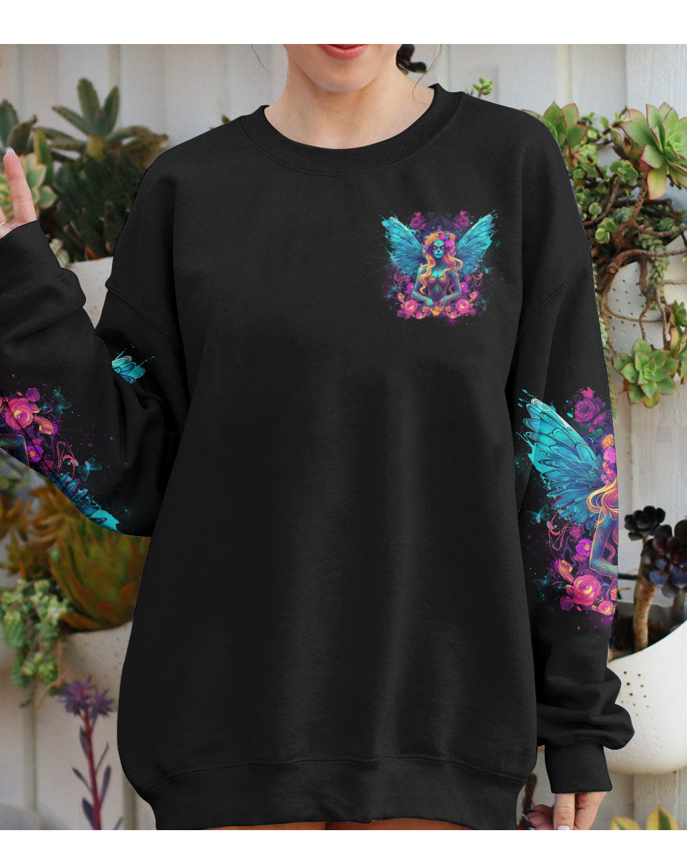 In The Next Life Skull Karma Fairy Black Sweatshirt - Wonder Print Shop
