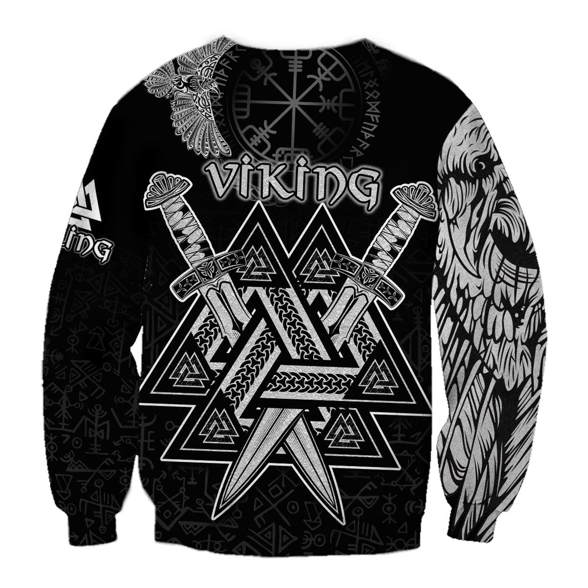 custom-viking-sweatshirt-valknut-raven-symbol-celtic-vegvisir-black-color