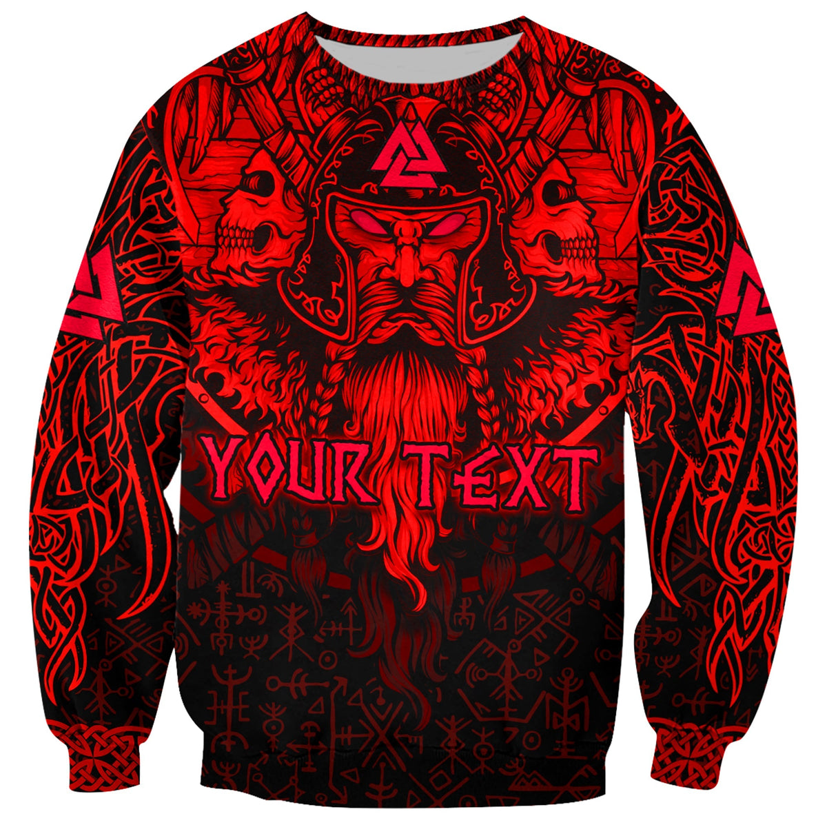 custom-viking-odin-sweatshirt-celtic-knot-viking-head-with-axes-magical-runes-signs-red-color