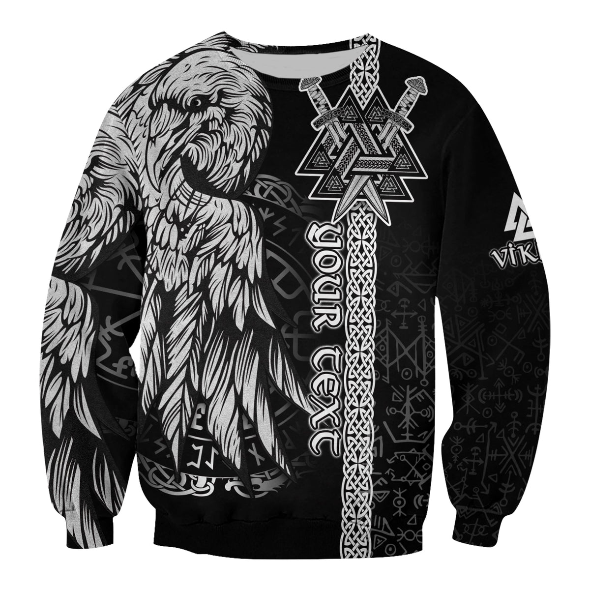 custom-viking-sweatshirt-valknut-raven-symbol-celtic-vegvisir-black-color