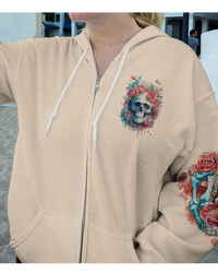 Skull Flowers Hoodie Fresh Out Of F Watercolor - Wonder Print Shop