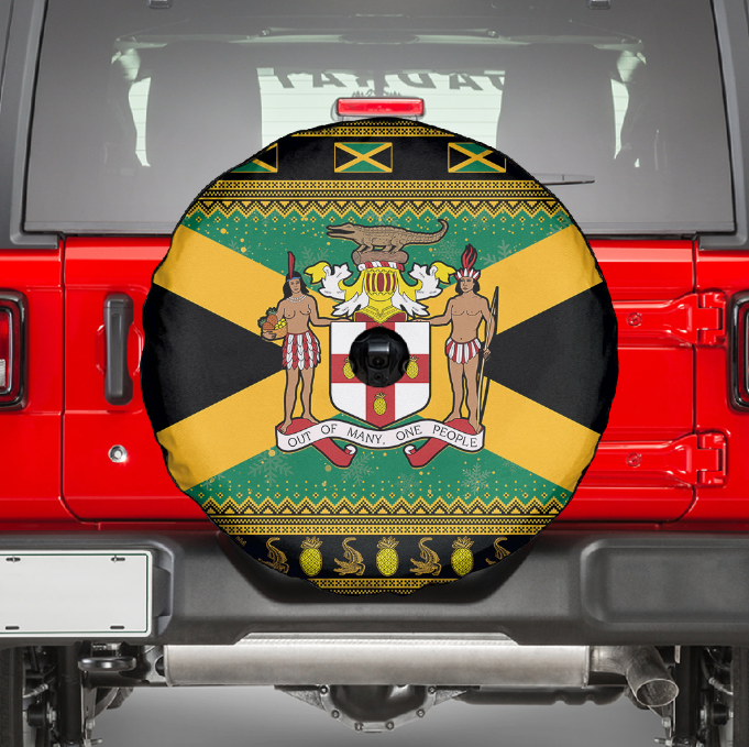 Jamaica Christmas Spare Tire Cover Coat Of Arms Merry Christmas LT15