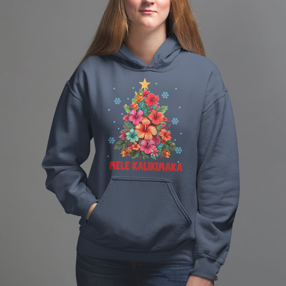 Tropical Hawaiian Hibiscus Christmas Tree Mele Kalikimaka Hoodie - Wonder Print Shop