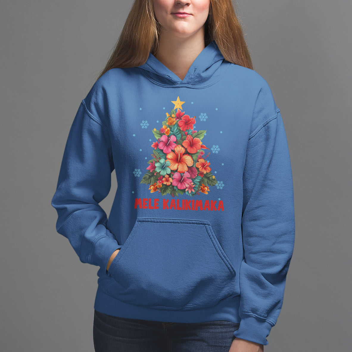 Tropical Hawaiian Hibiscus Christmas Tree Mele Kalikimaka Hoodie - Wonder Print Shop