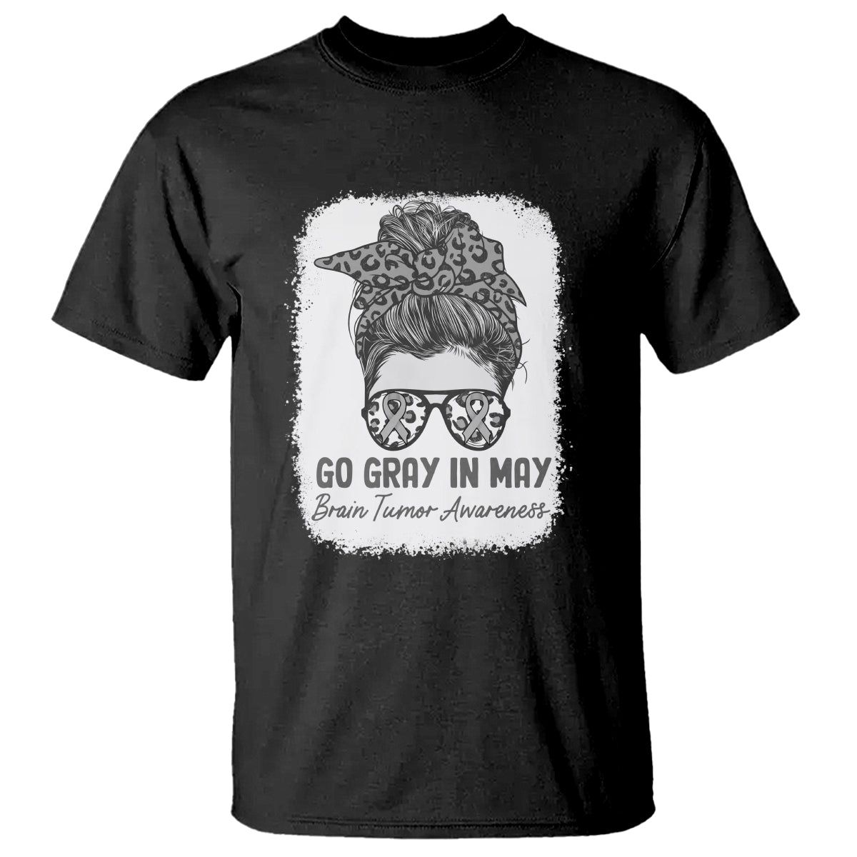 Brain Cancer T Shirt Brain Cancer Awareness Shirt Go Gray In May Messy Bun Womens - Wonder Print Shop