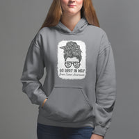 Brain Cancer Hoodie Brain Cancer Awareness Shirt Go Gray In May Messy Bun Womens - Wonder Print Shop