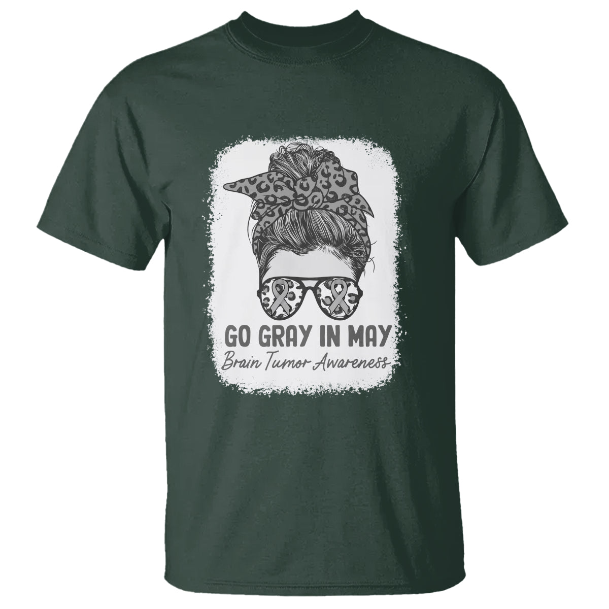 Brain Cancer T Shirt Brain Cancer Awareness Shirt Go Gray In May Messy Bun Womens - Wonder Print Shop