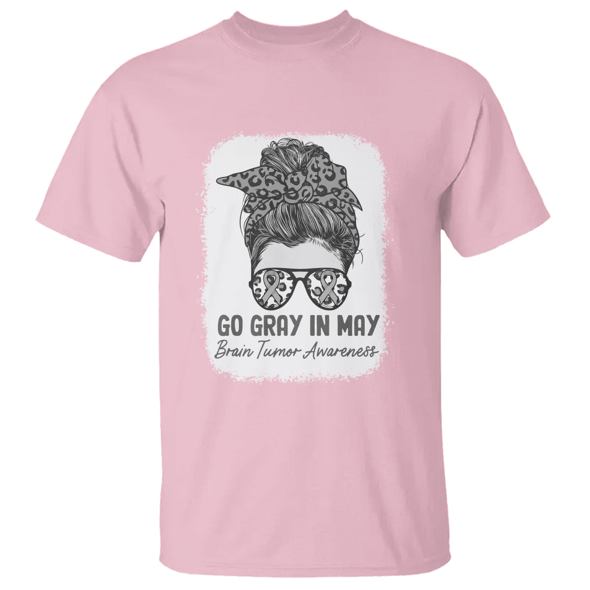 Brain Cancer T Shirt Brain Cancer Awareness Shirt Go Gray In May Messy Bun Womens - Wonder Print Shop
