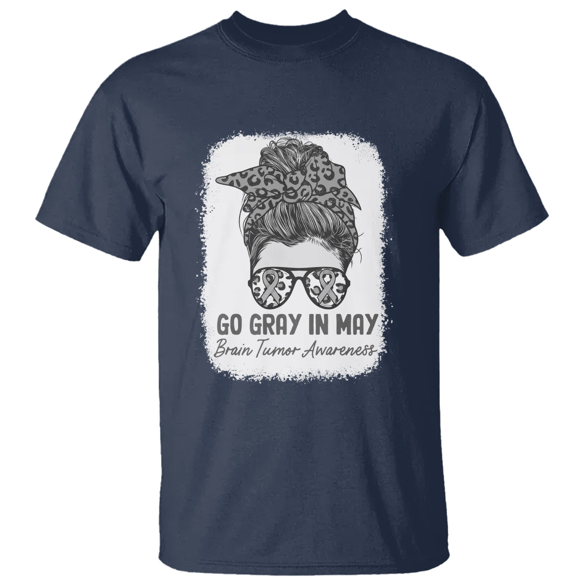 Brain Cancer T Shirt Brain Cancer Awareness Shirt Go Gray In May Messy Bun Womens - Wonder Print Shop
