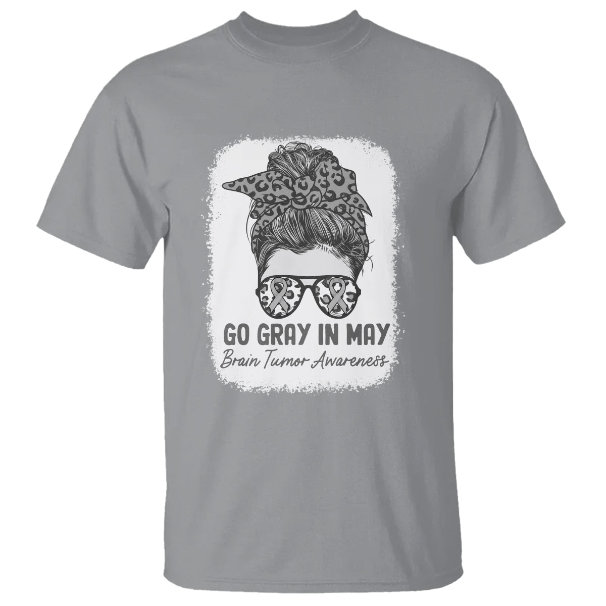 Brain Cancer T Shirt Brain Cancer Awareness Shirt Go Gray In May Messy Bun Womens - Wonder Print Shop