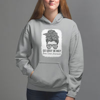 Brain Cancer Hoodie Brain Cancer Awareness Shirt Go Gray In May Messy Bun Womens - Wonder Print Shop
