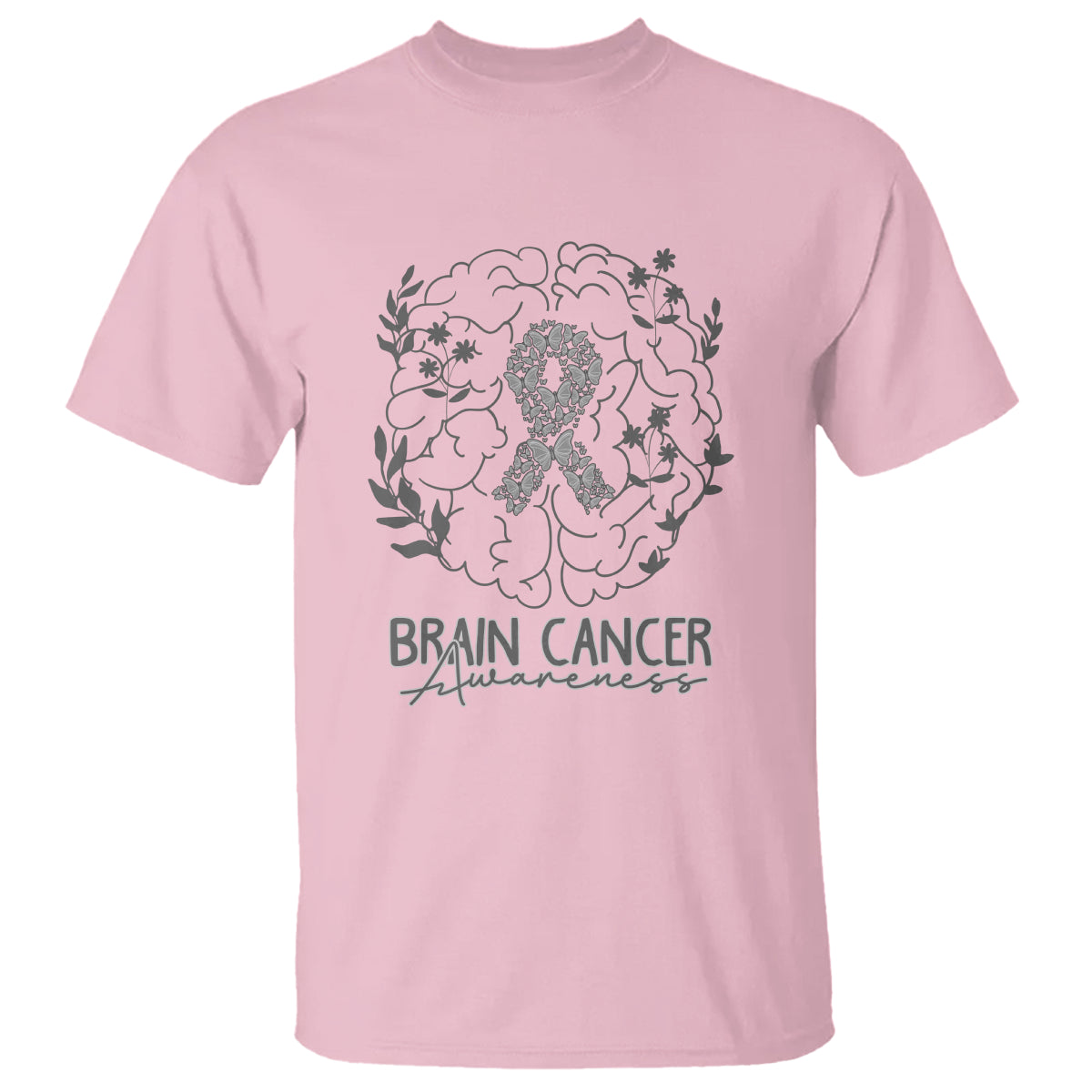 Brain Cancer T Shirt Brain Cancer Awareness Support Gray Ribbon Brain Men Womens - Wonder Print Shop