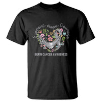 Brain Cancer T Shirt Brain Cancer Awareness Support Hope Courage Grey Ribbon - Wonder Print Shop