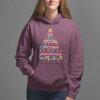 Cute Pink Flamingo Christmas Tree with Hibiscus Merry Xmas Hoodie - Wonder Print Shop