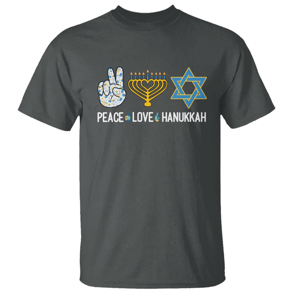 Peace Love Hanukkah Retro Chanukah Jewish Menorah Star of David T Shirt - Wonder Print Shop
