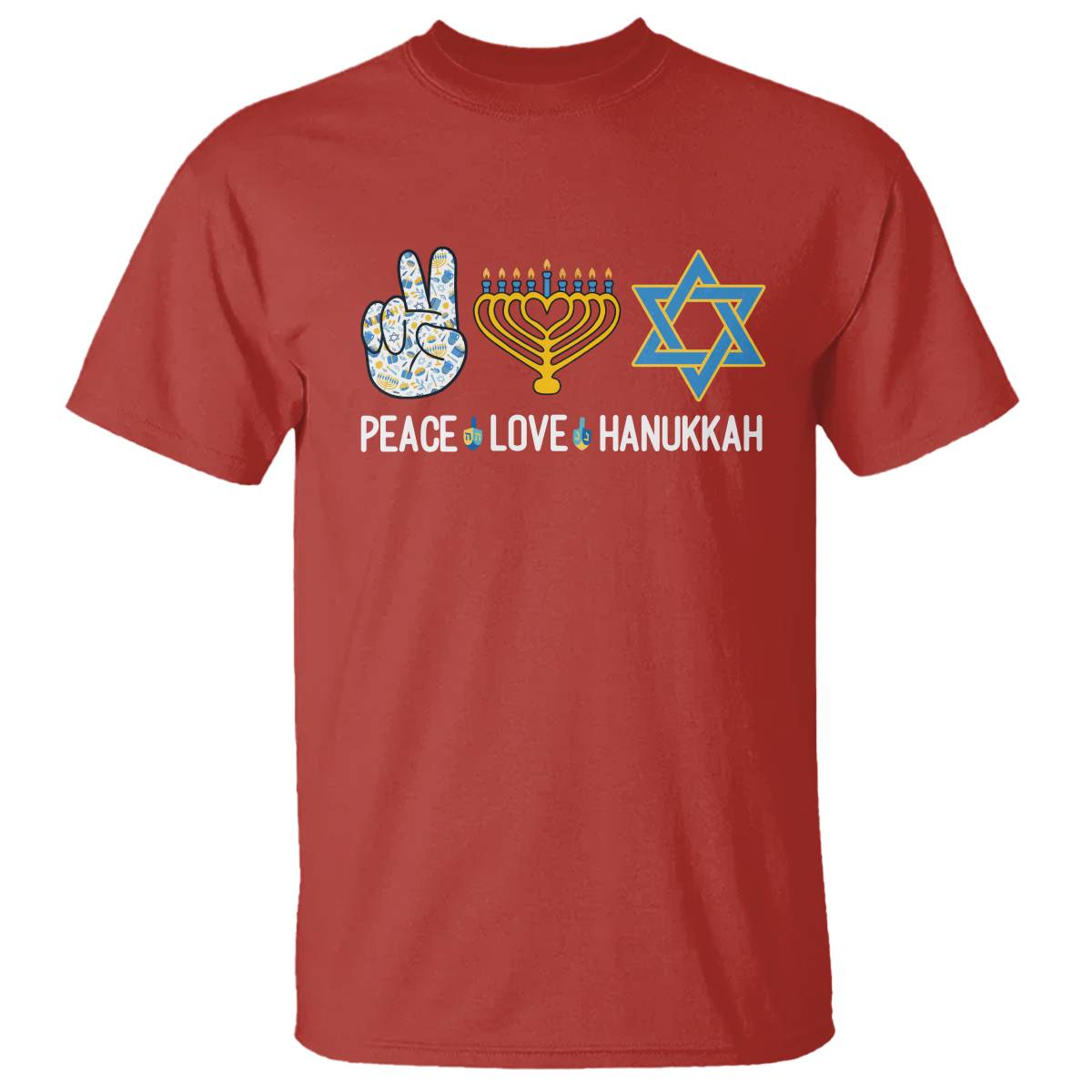 Peace Love Hanukkah Retro Chanukah Jewish Menorah Star of David T Shirt - Wonder Print Shop