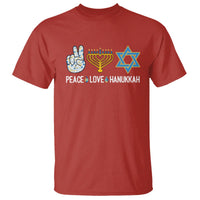 Peace Love Hanukkah Retro Chanukah Jewish Menorah Star of David T Shirt - Wonder Print Shop