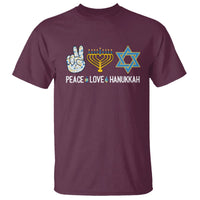 Peace Love Hanukkah Retro Chanukah Jewish Menorah Star of David T Shirt - Wonder Print Shop