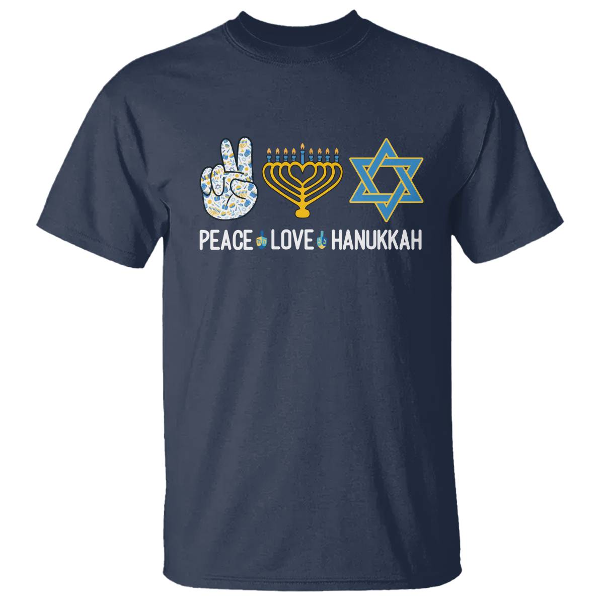 Peace Love Hanukkah Retro Chanukah Jewish Menorah Star of David T Shirt - Wonder Print Shop
