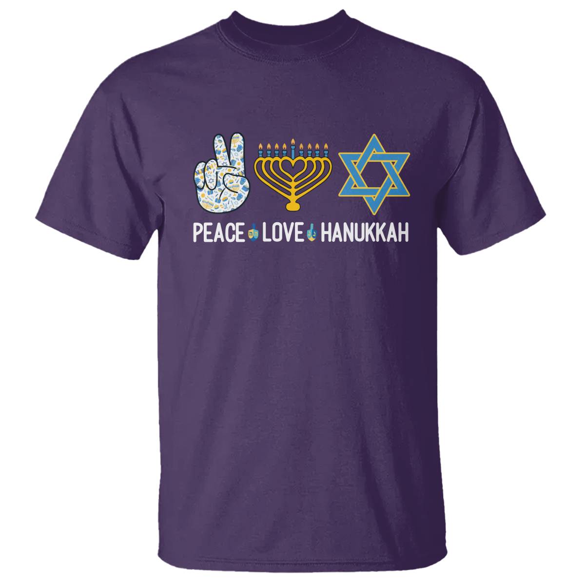 Peace Love Hanukkah Retro Chanukah Jewish Menorah Star of David T Shirt - Wonder Print Shop
