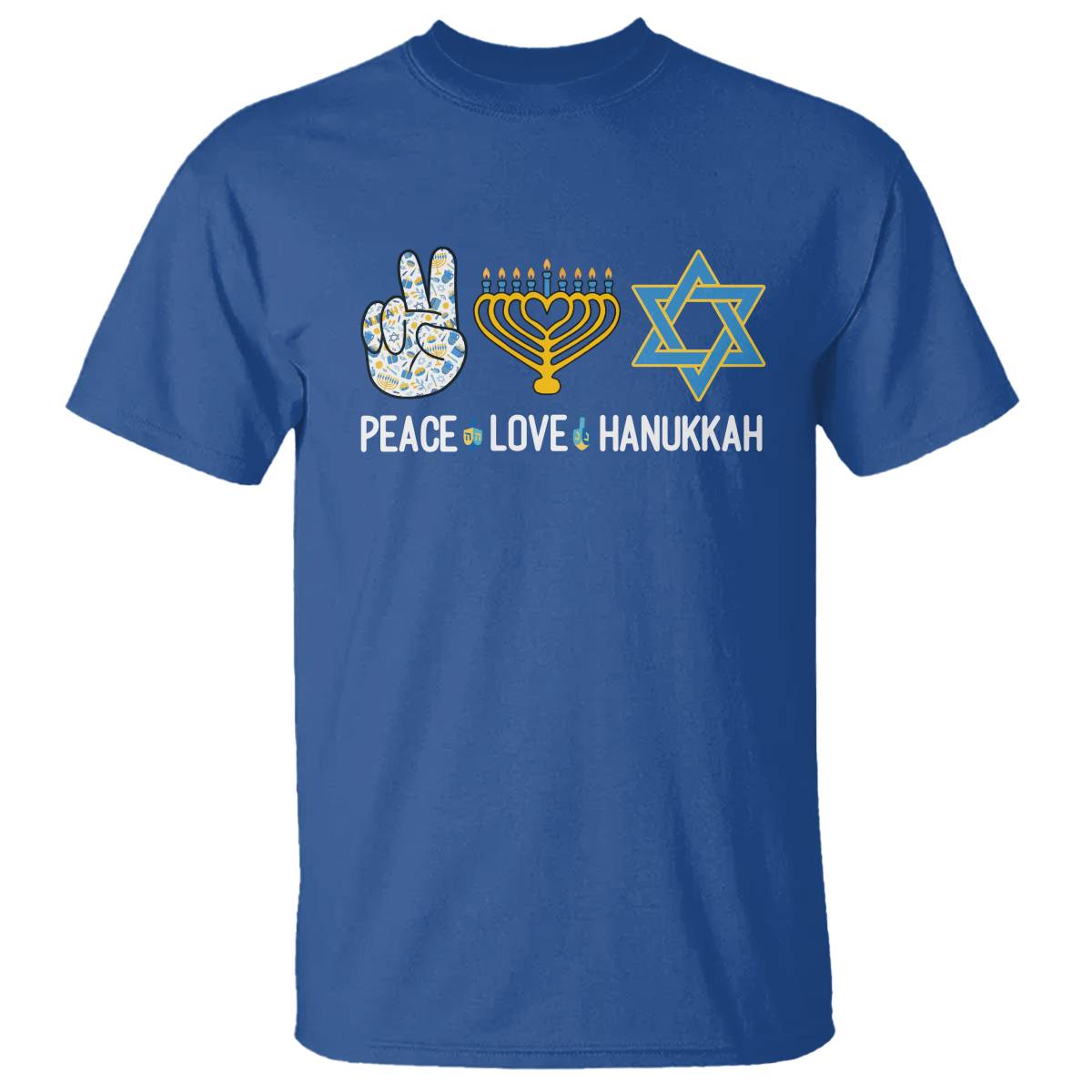 Peace Love Hanukkah Retro Chanukah Jewish Menorah Star of David T Shirt - Wonder Print Shop