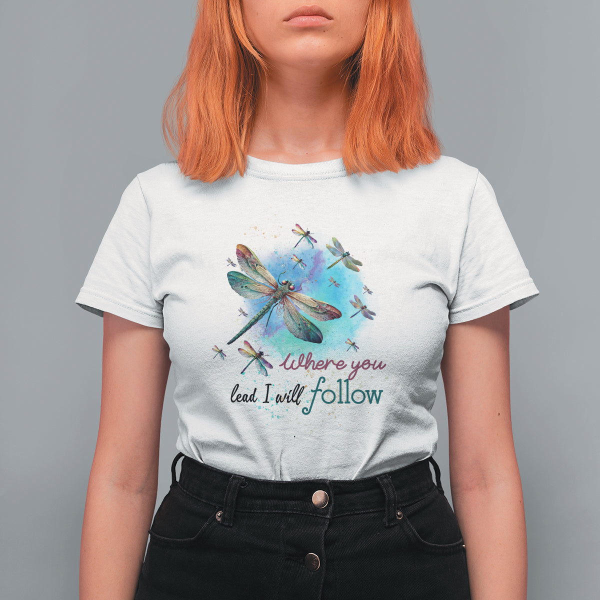 Where You Lead I Will Follow Nostalgic Spiritual Dragonfly T-Shirt for Women, Dragonfly Gift for Insect Lover, Spiritual Shirt T Shirt For Women - Wonder Print Shop