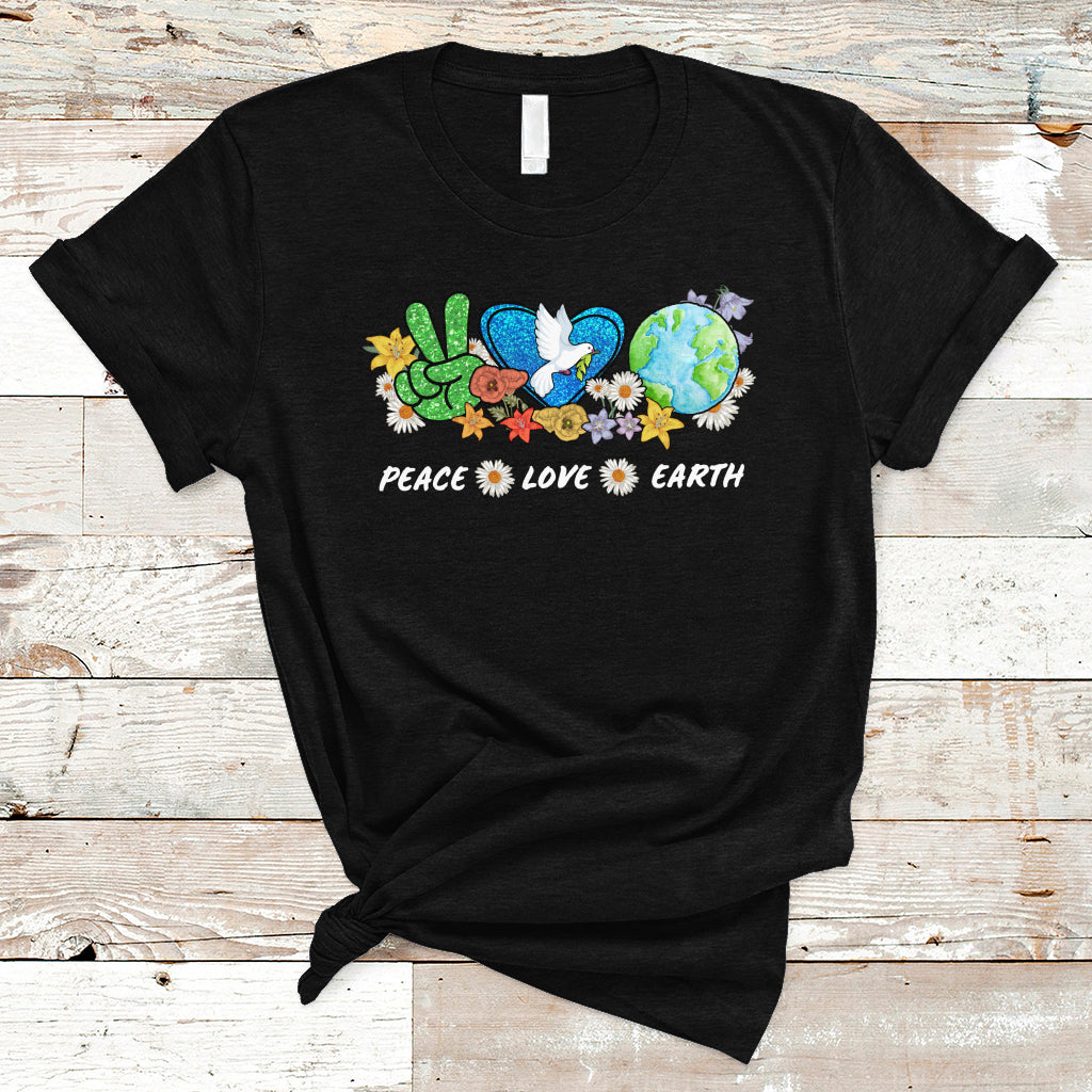 Earth Day T Shirt Earth Day Peace Love Earth Teacher Environment Day Recycle - Wonder Print Shop