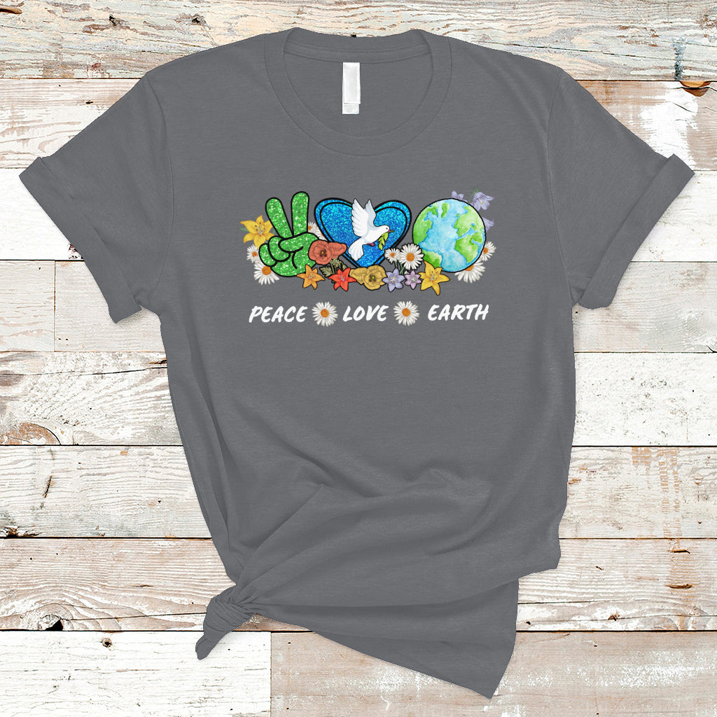 Earth Day T Shirt Earth Day Peace Love Earth Teacher Environment Day Recycle - Wonder Print Shop